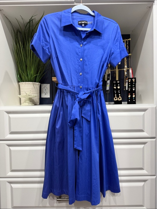 Karl Lagerfeld Dresses & Skirts - Karl Lagerfeld Royal Blue Shirtwaist Midi Dress SZ4
